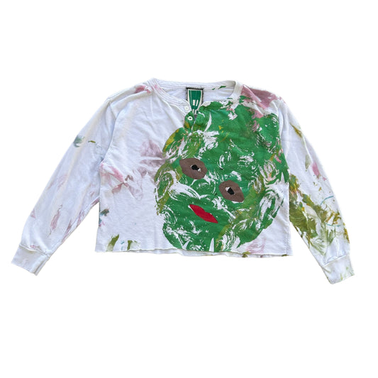 Plastered Face 1/1 White Paint Longsleeve (Size M)