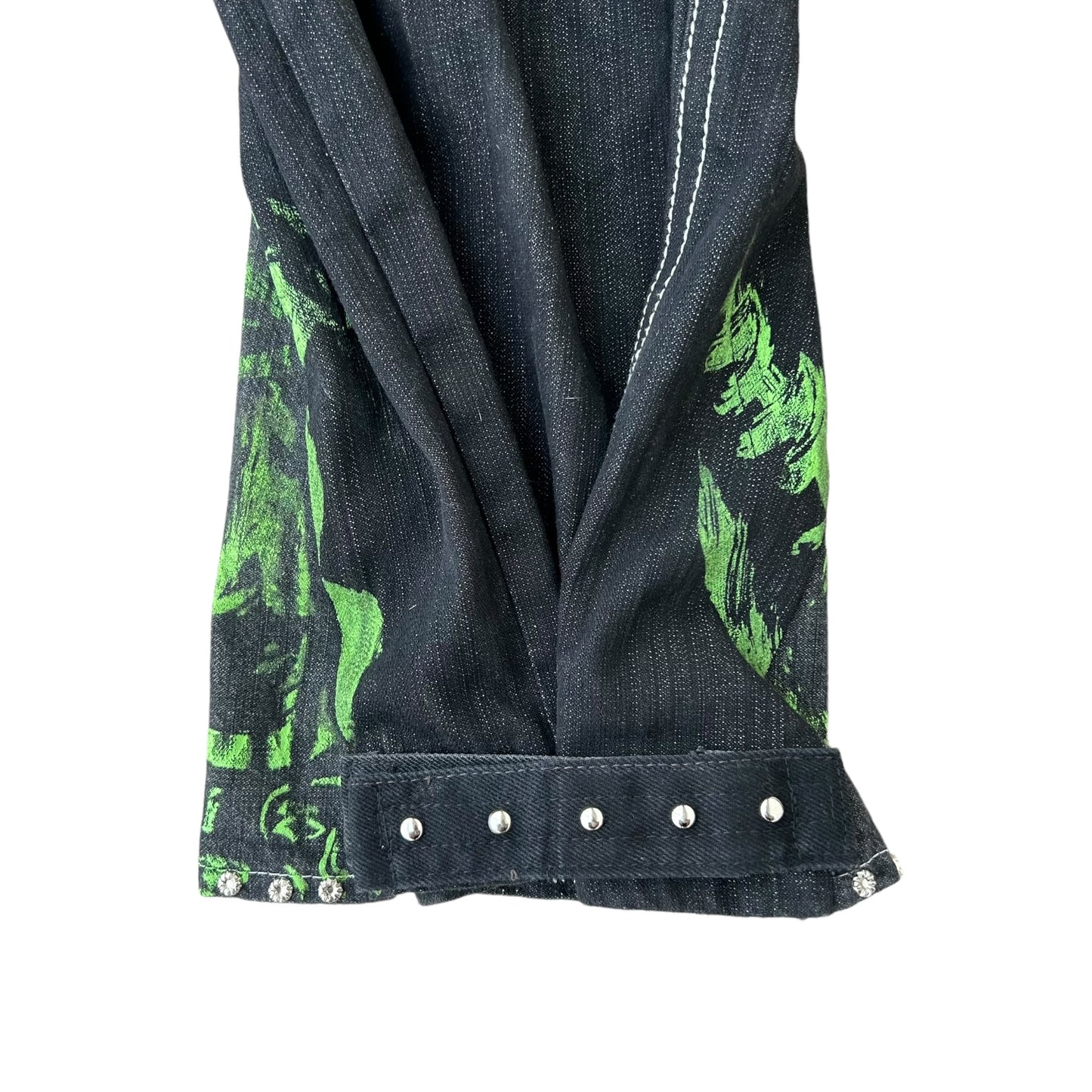 Swamp Tech studded out Gator denim flares