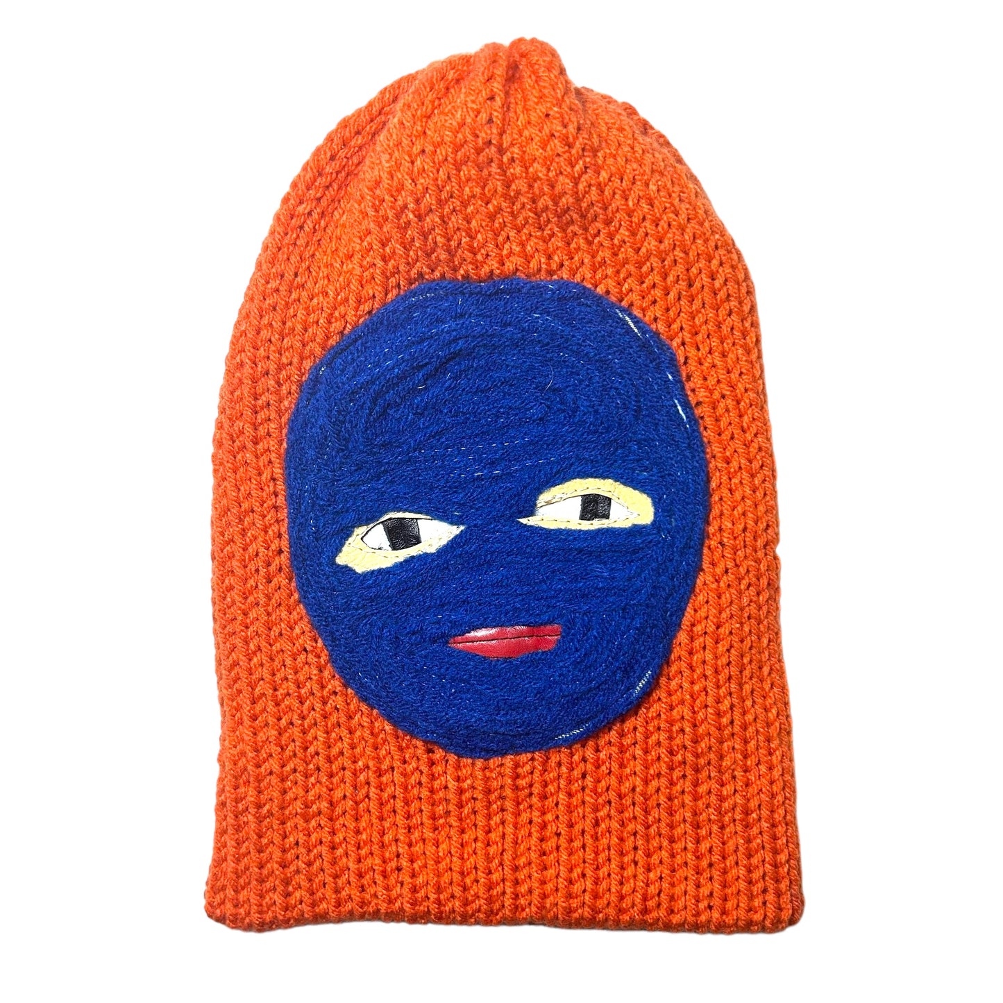 Plastered Face Handmade Beanie 1/1 Brick Red/ Blue