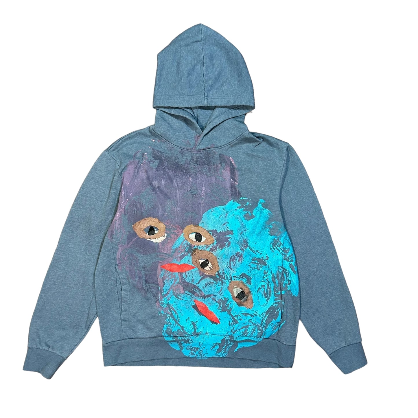 Plastered Face 1/1 Grey Blue Hoodie (Size L)