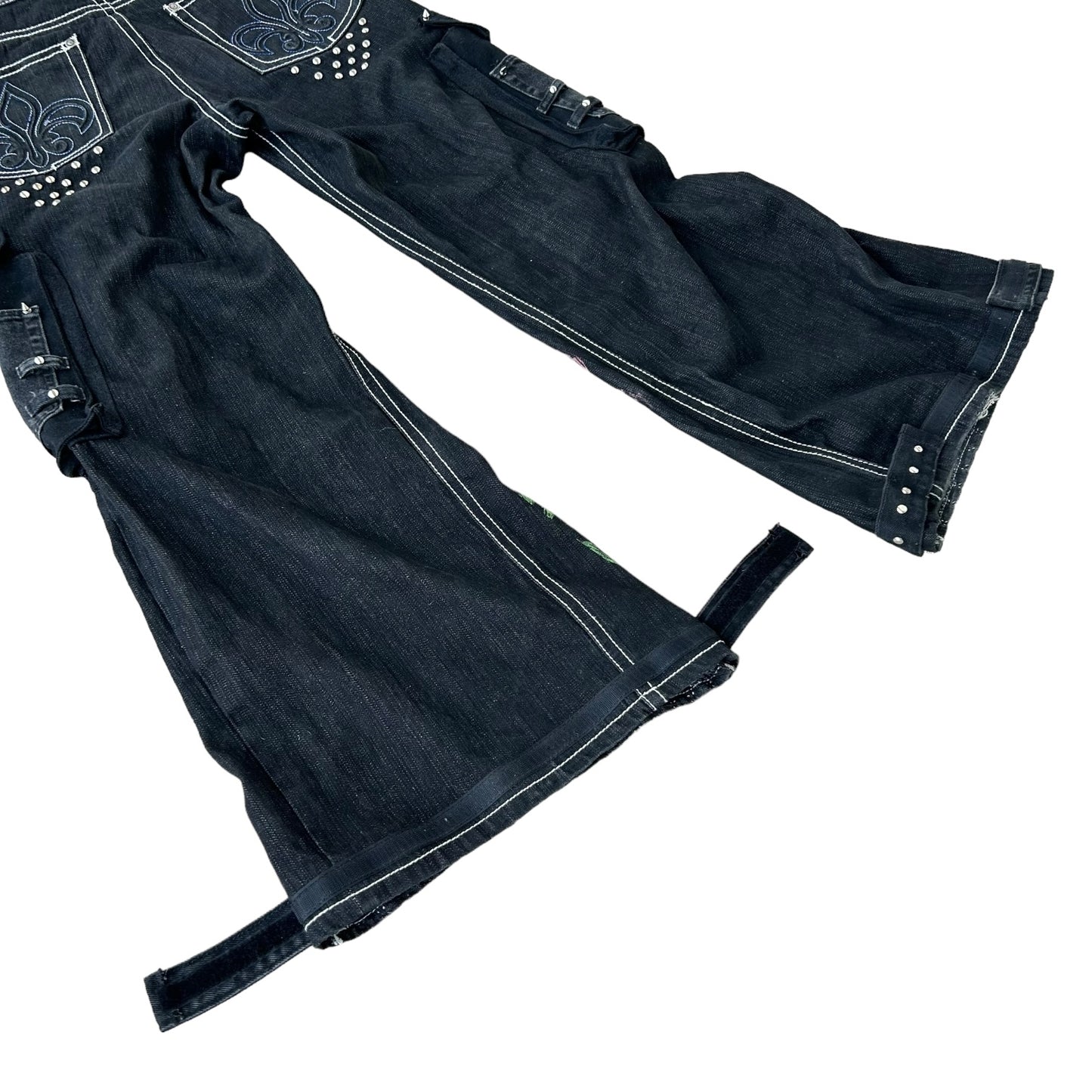 Swamp Tech studded out Gator denim flares