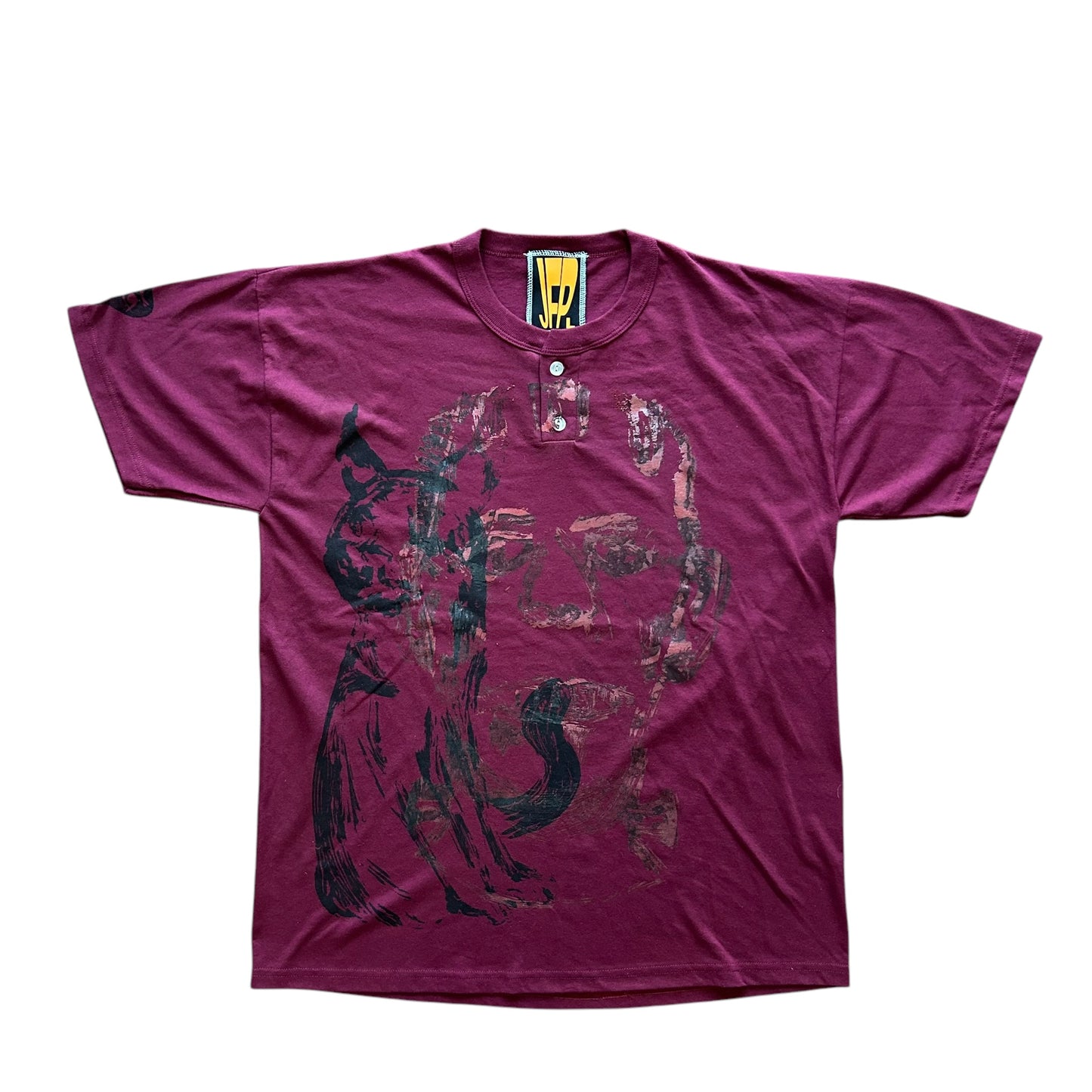 Spooky Cat/ Frankenstein 1/1 Maroon Tee (Size L)