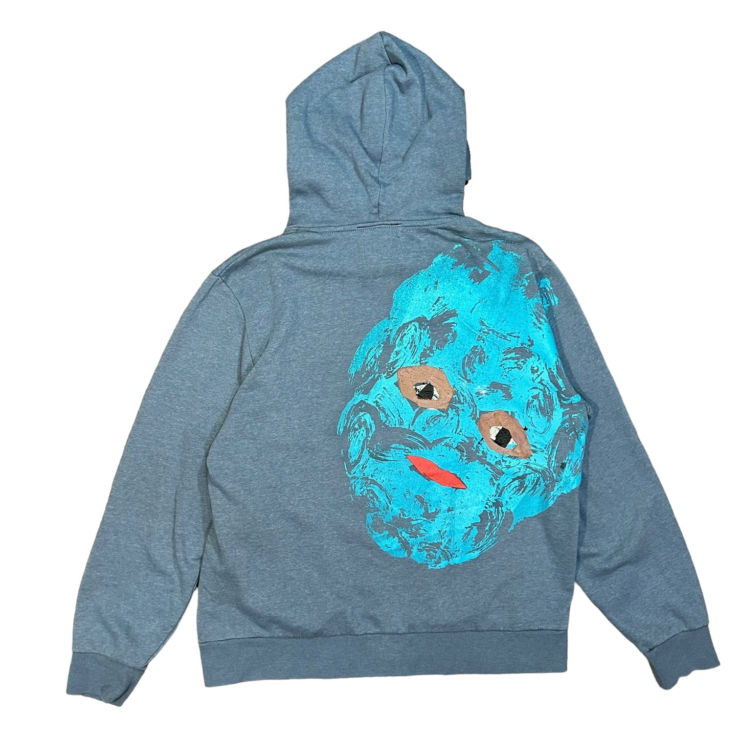 Plastered Face 1/1 Grey Blue Hoodie (Size L)