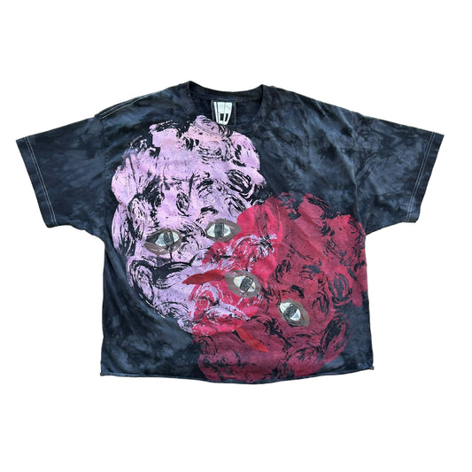 Plastered Face 1/1 Black Dyed T-shirt (Size L)