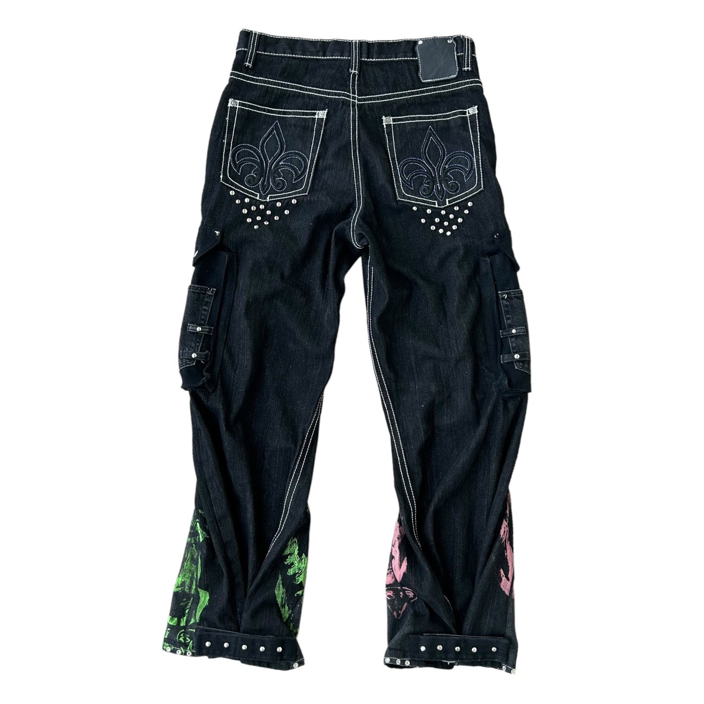 Swamp Tech studded out Gator denim flares