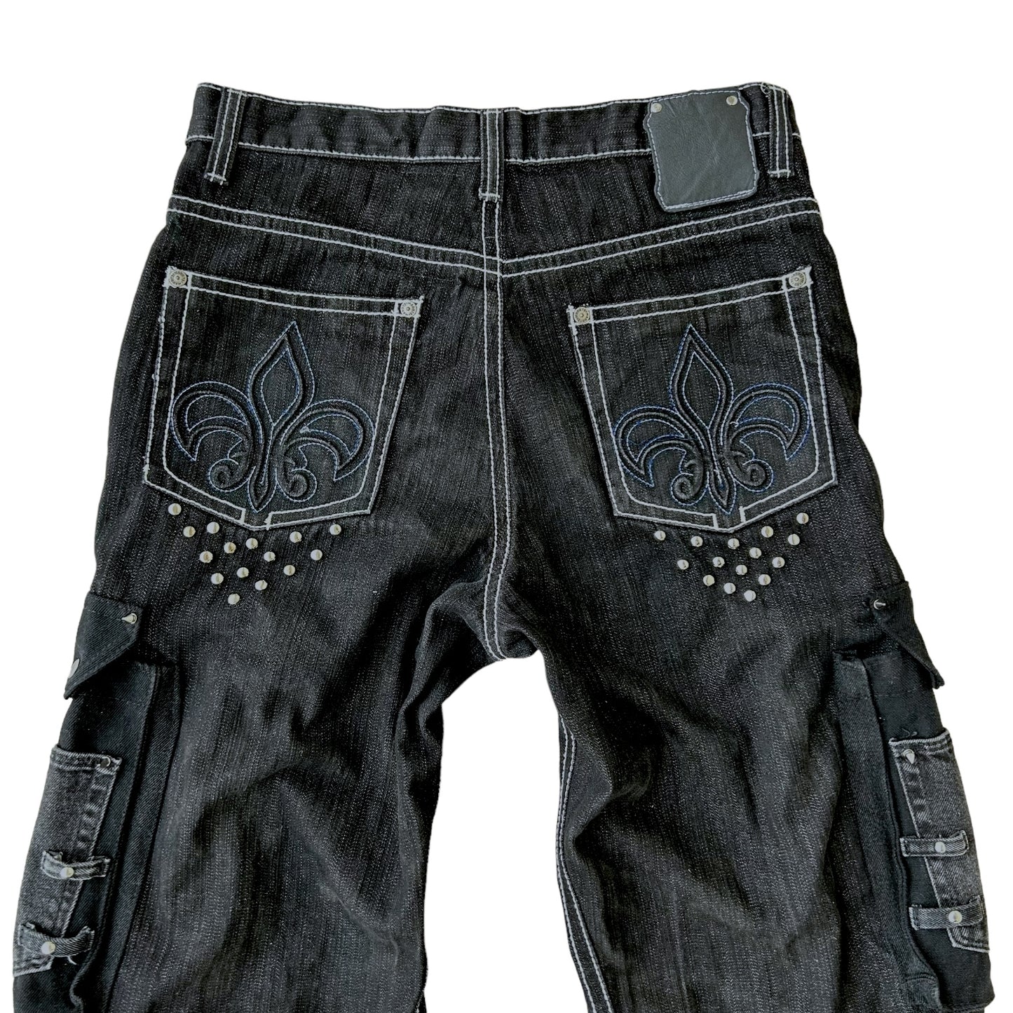 Swamp Tech studded out Gator denim flares