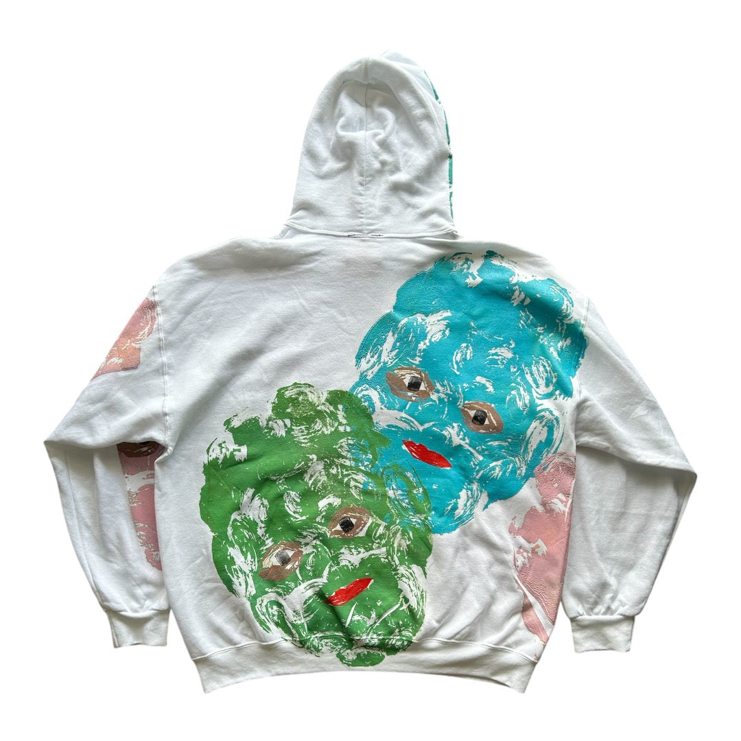 Plastered Face 1/1 White Hoodie (Size XXL)