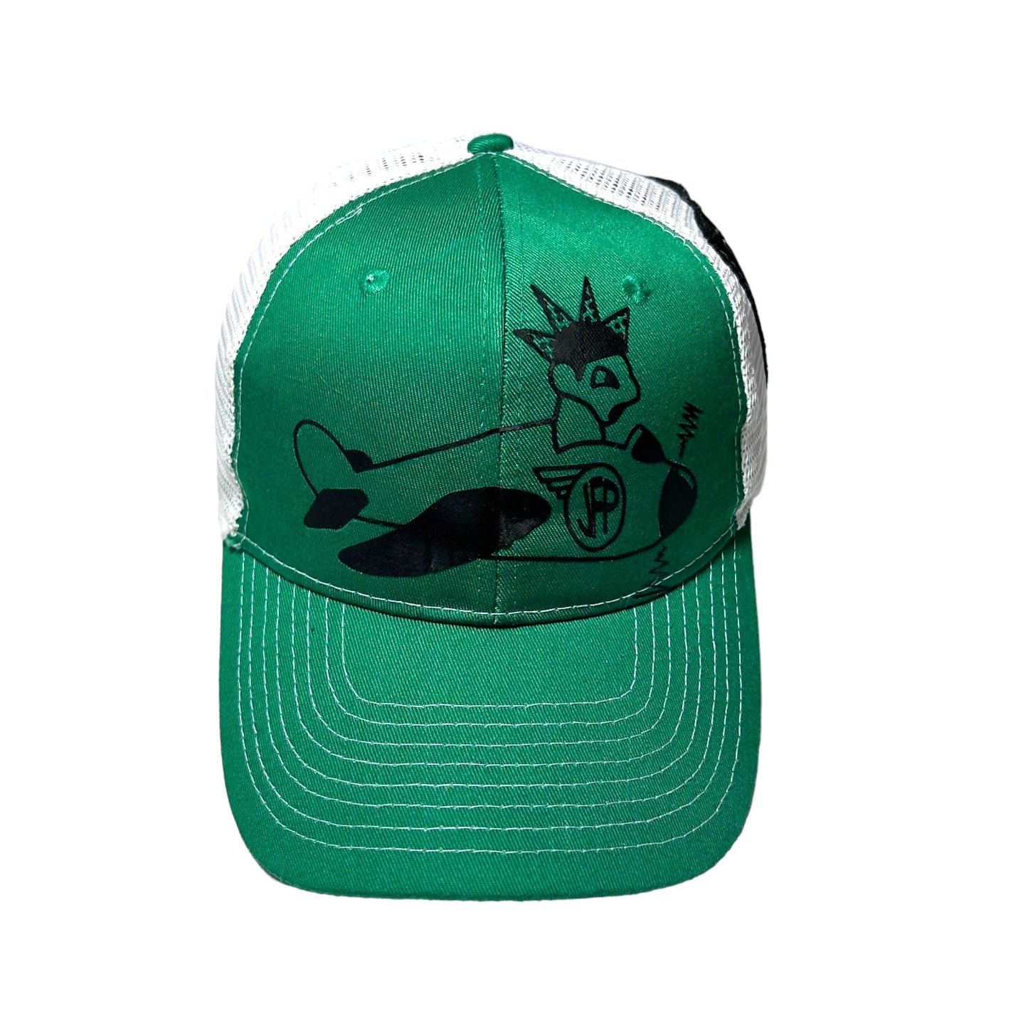 1/1 Cartoon Airplane Trucker Hat Green Forest